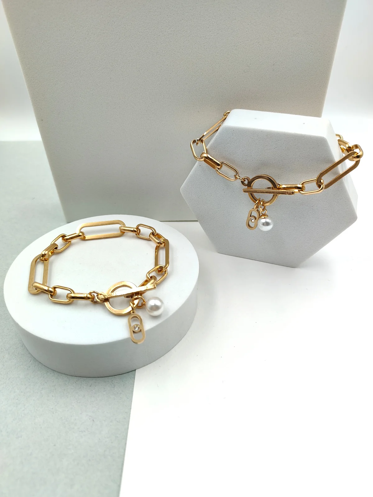Stainless Steel Bracelet with Pearl and Crystal by Magis Handmade Jewels – view 3