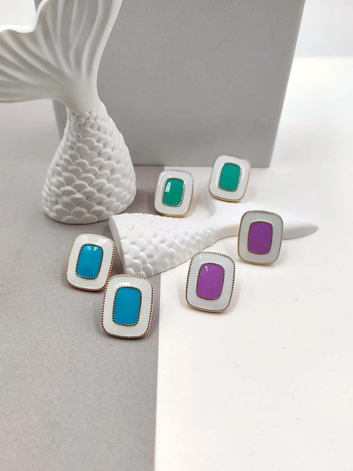 Stainless Steel Earrings with Enamel by Magis Handmade Jewels – view 2