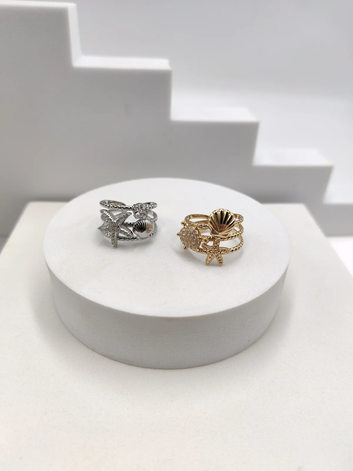 Stainless Steel Triple Ring with Summer Designs by Magis Handmade Jewels – view 2