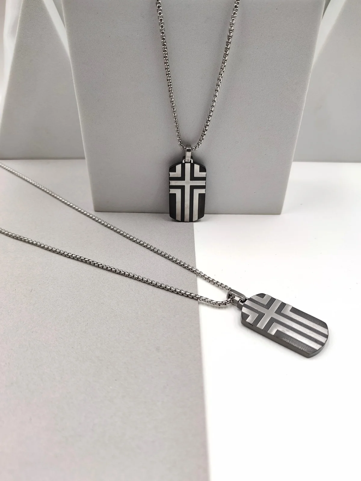 Stainless Steel Necklace with Cross by Magis Handmade Jewels – view 2