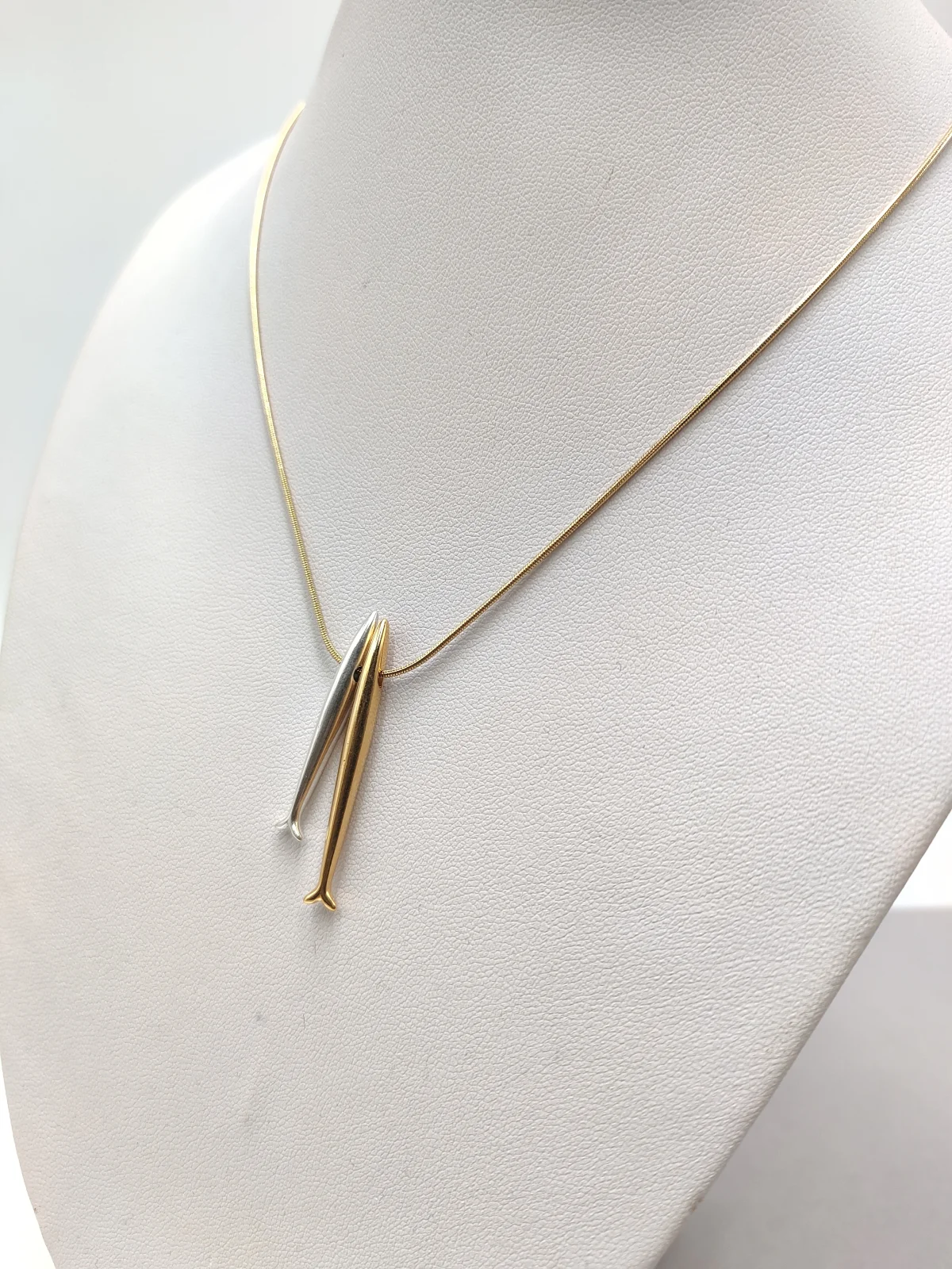 Stainless Steel Two-Tone Necklace with Fish by Magis Handmade Jewels – view 2