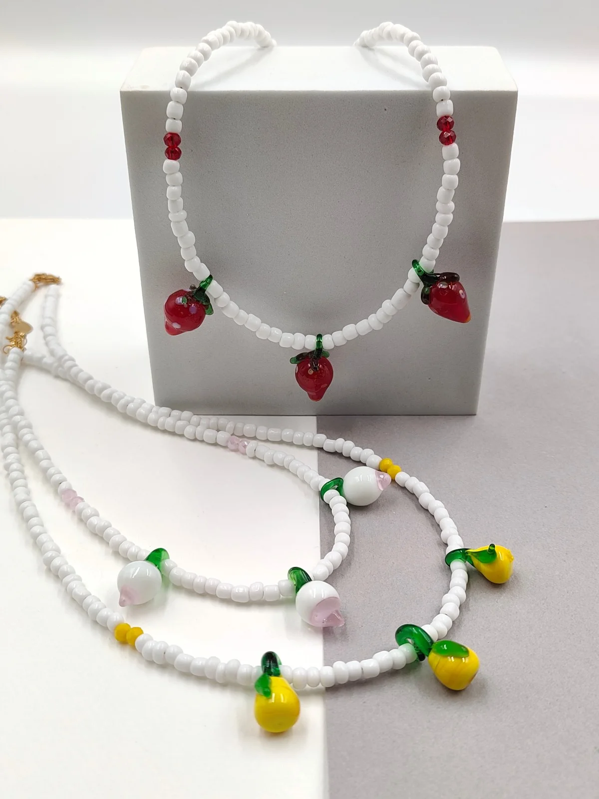 Necklace with Beads and Murano-Glass Fruit by Magis Handmade Jewels – view 2