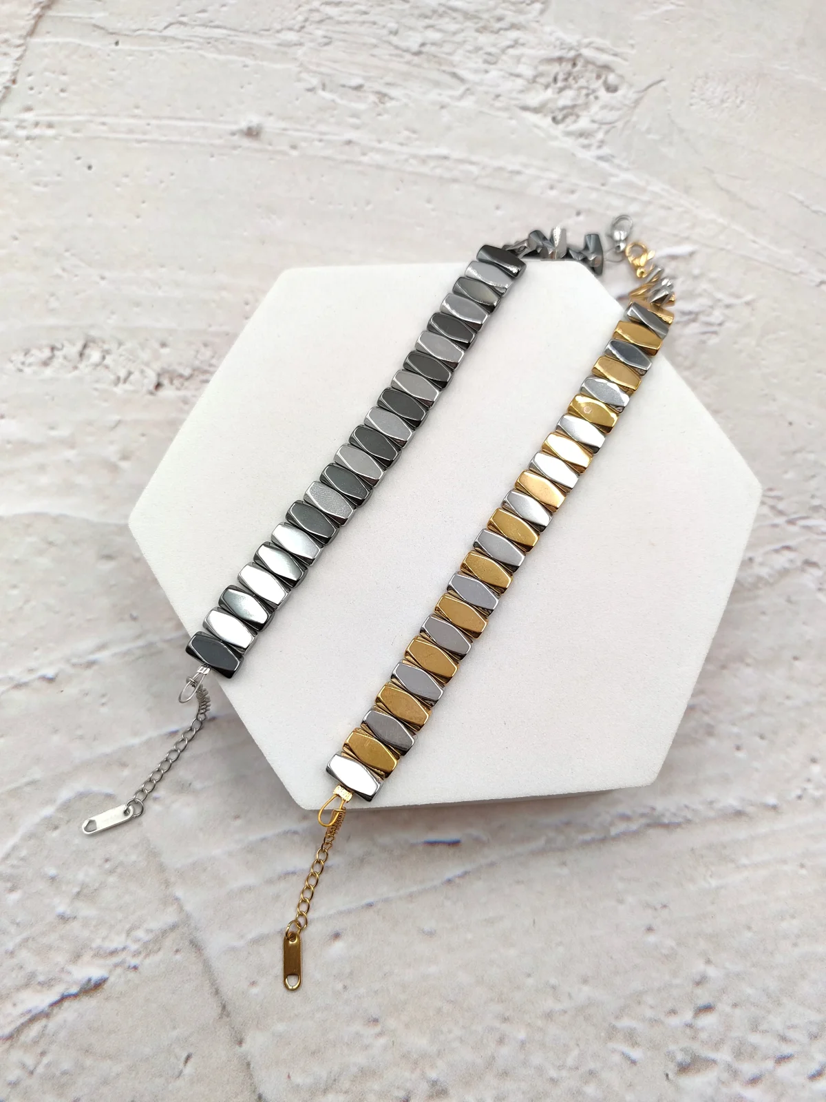 Two-Tone Bracelet with Hematite by Magis Handmade Jewels – view 4