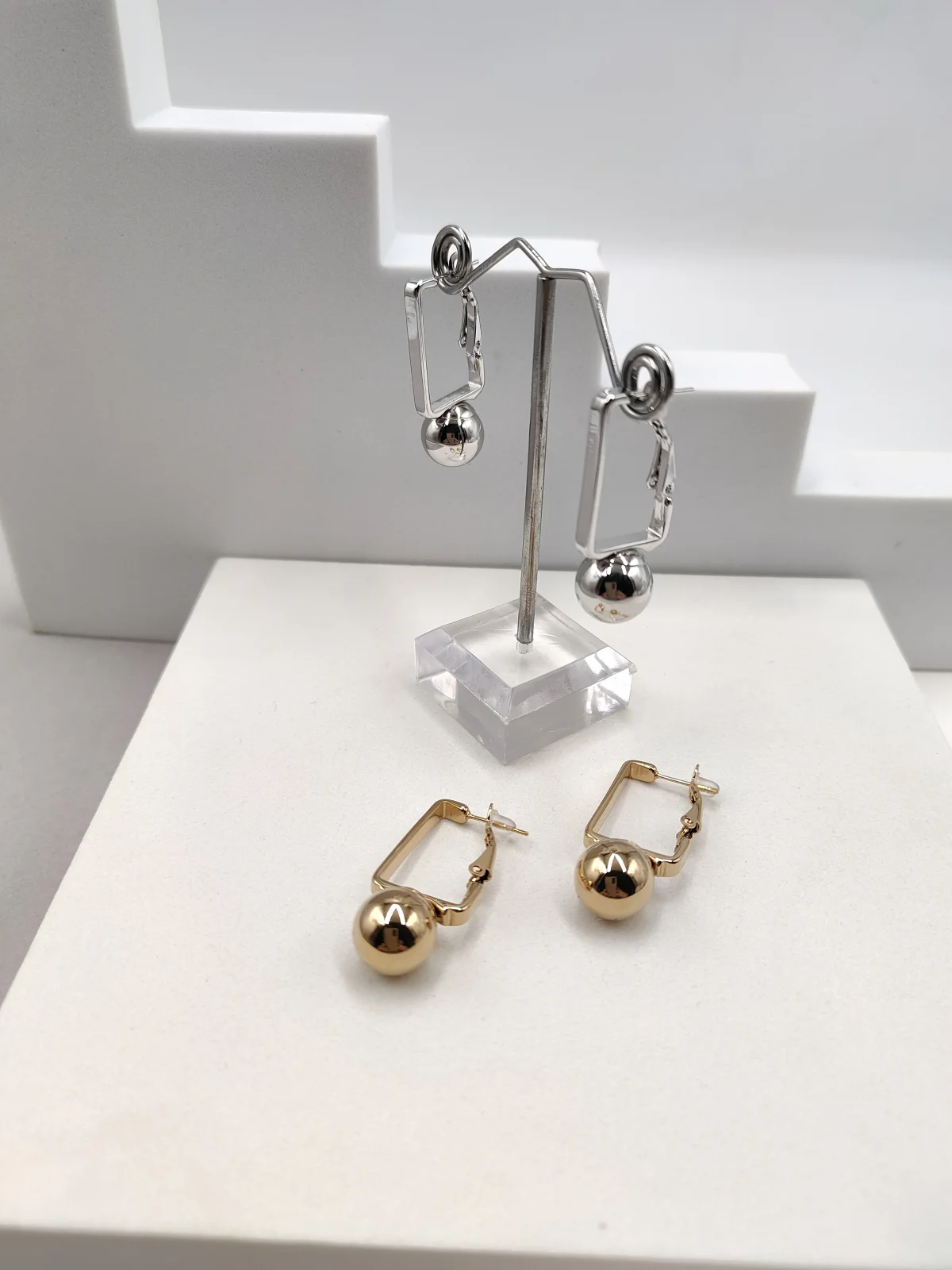 Stainless Steel Earrings with Beads by Magis Handmade Jewels – view 3