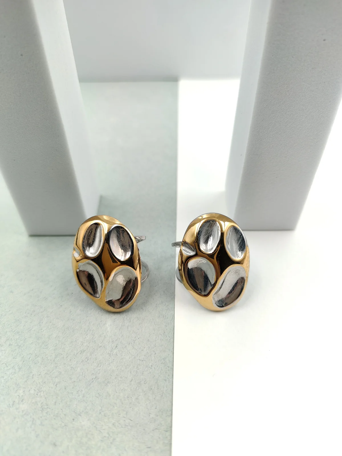Stainless Steel Two-Tone Oval Ring by Magis Handmade Jewels – view 2