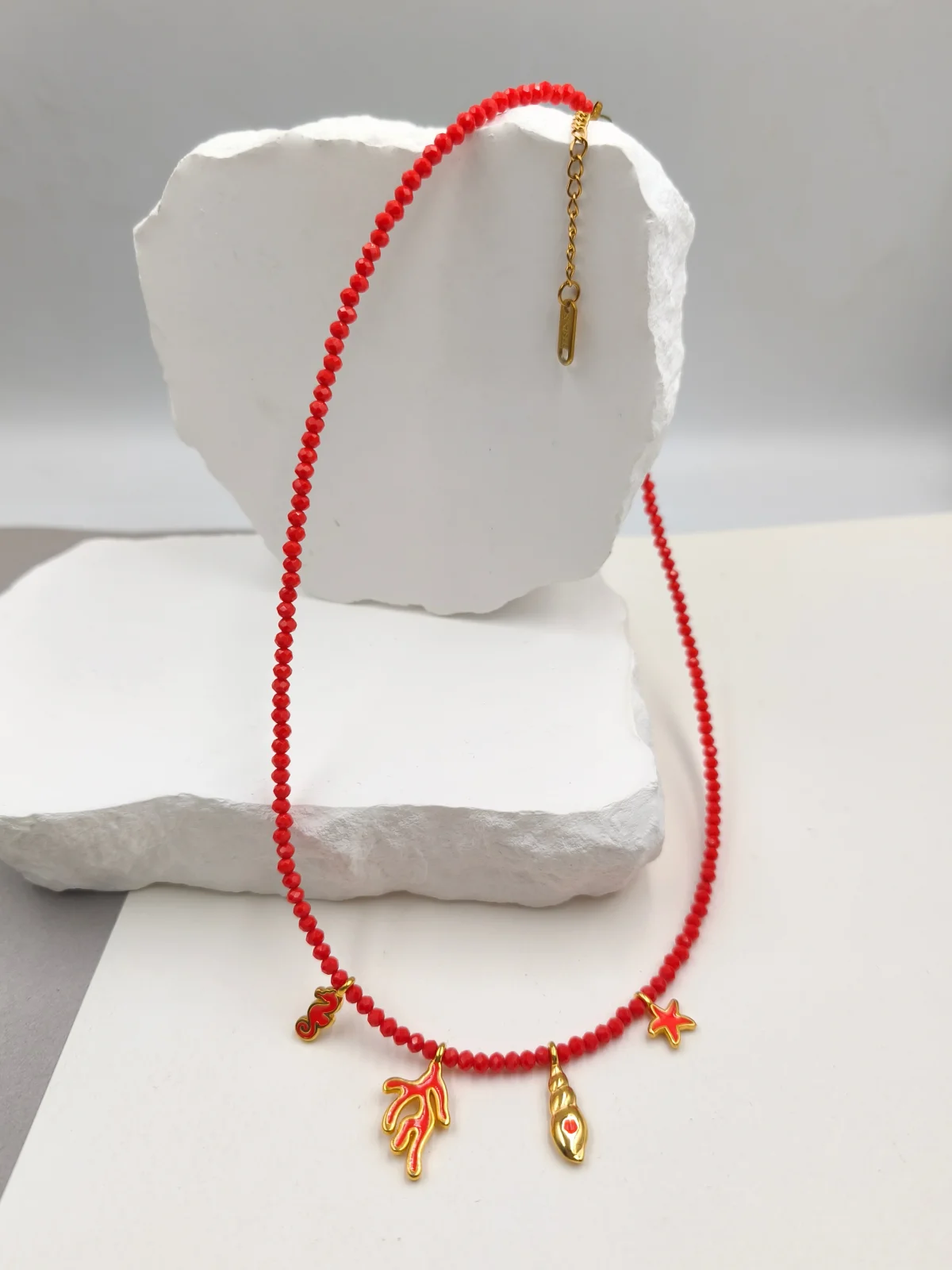 Necklace with Crystals and Gold-Plated Details by Magis Handmade Jewels – view 2