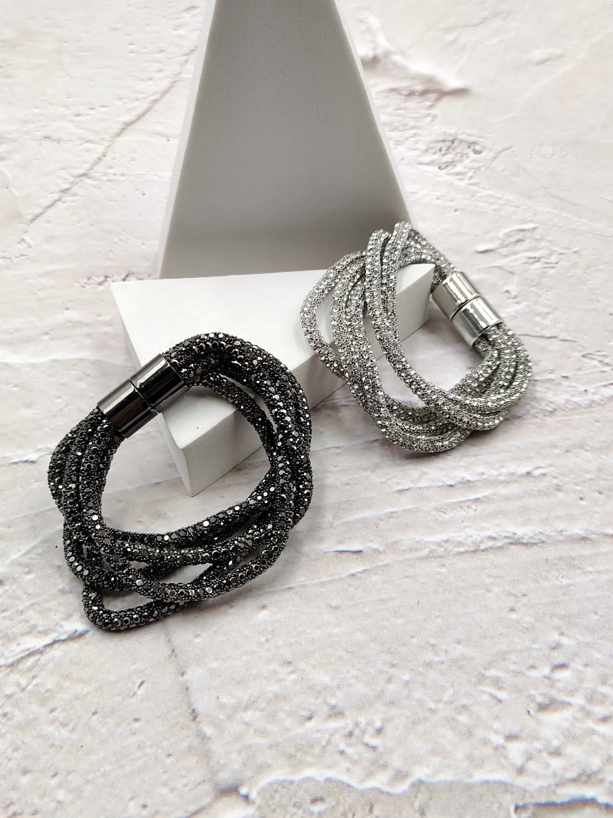 Multi-Strand Bracelet with Rhinestones and Crystals by Magis Handmade Jewels – view 2