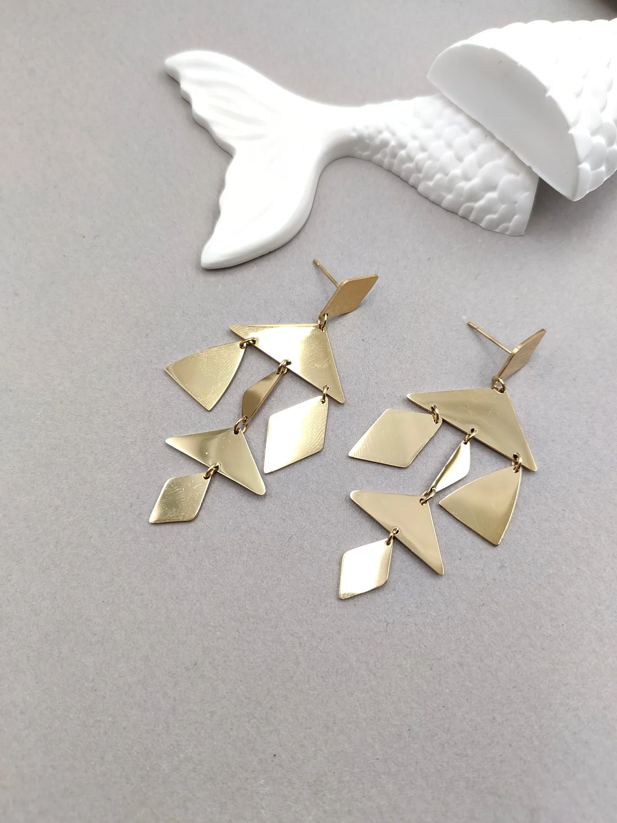 Stainless Steel Earrings with Geometric Designs by Magis Handmade Jewels – view 3