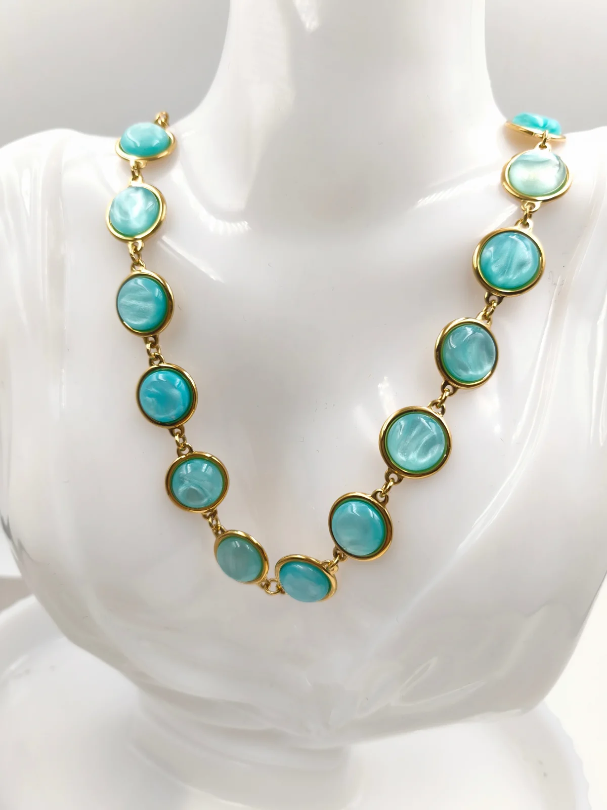 Stainless Steel Necklace with Circles and Resin by Magis Handmade Jewels – view 2