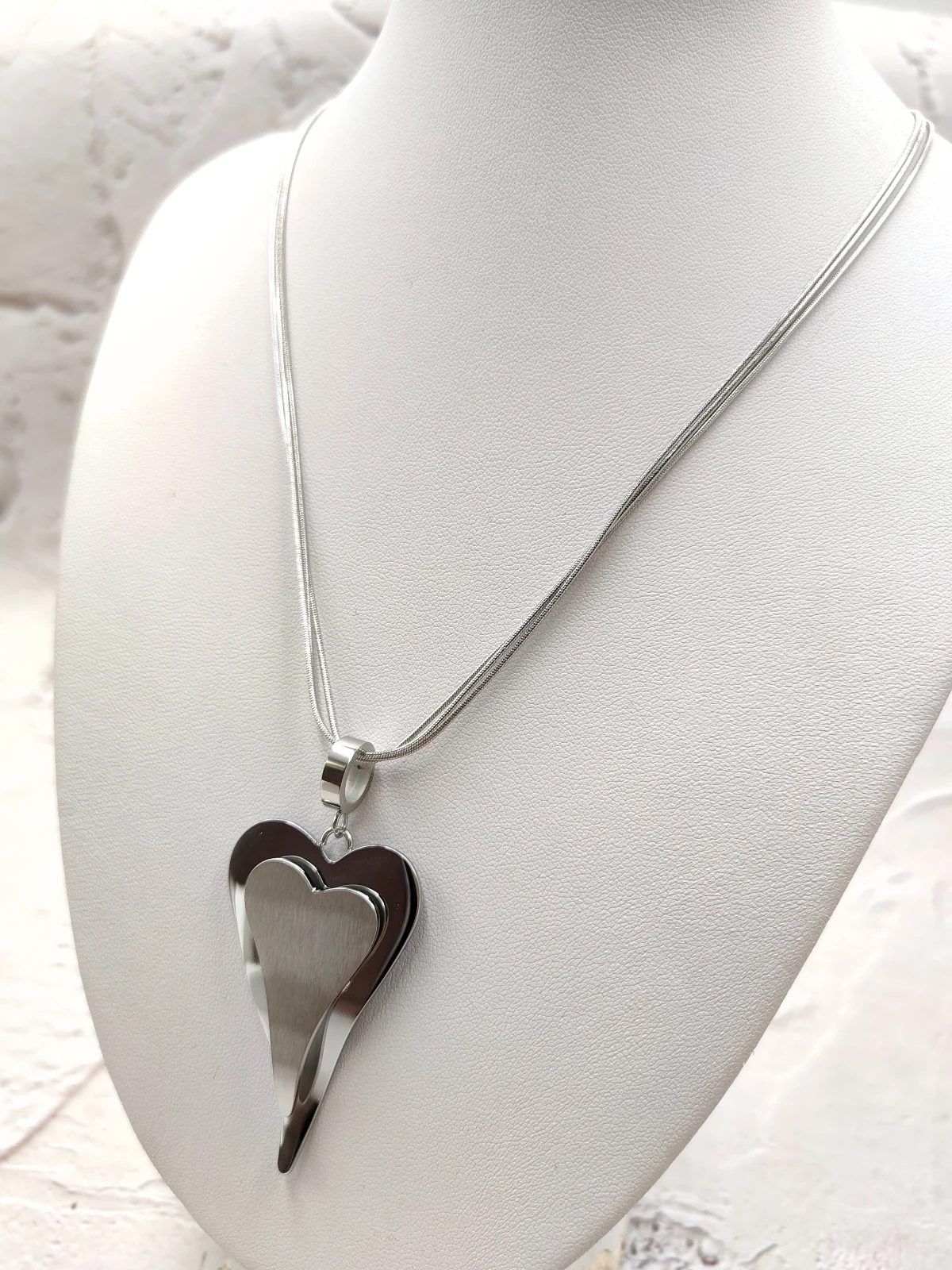 Stainless Steel Necklace with Heart by Magis Handmade Jewels – view 4