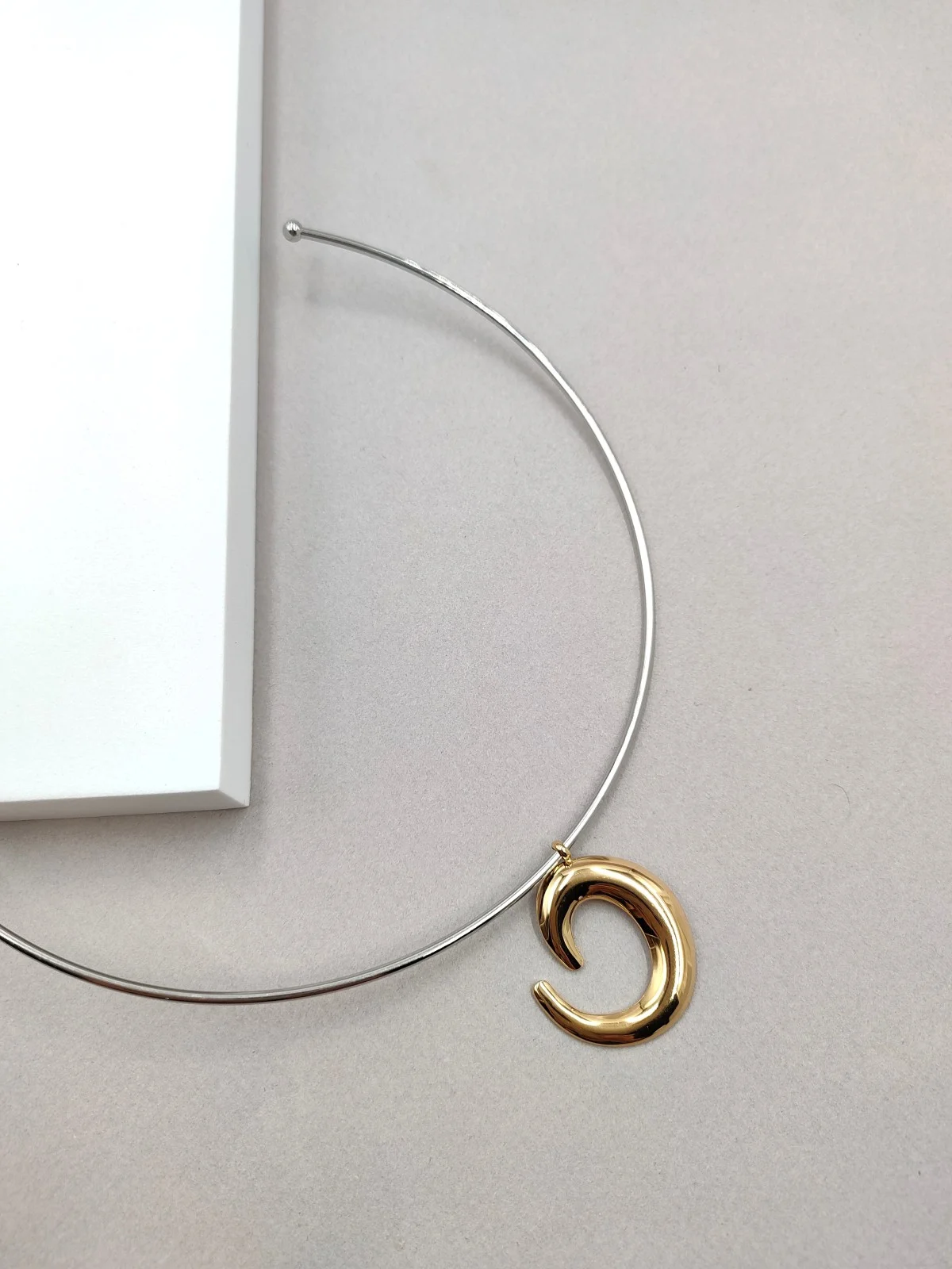 Stainless Steel Two-Tone Choker Necklace by Magis Handmade Jewels – view 3