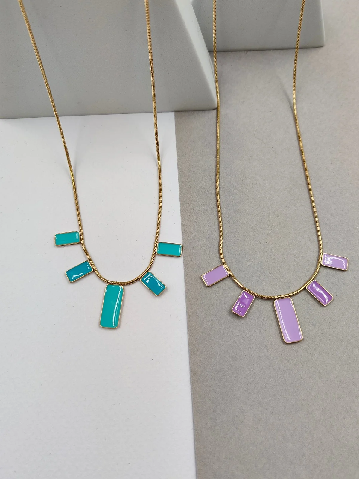 Stainless Steel Necklace with Enamel by Magis Handmade Jewels – view 3