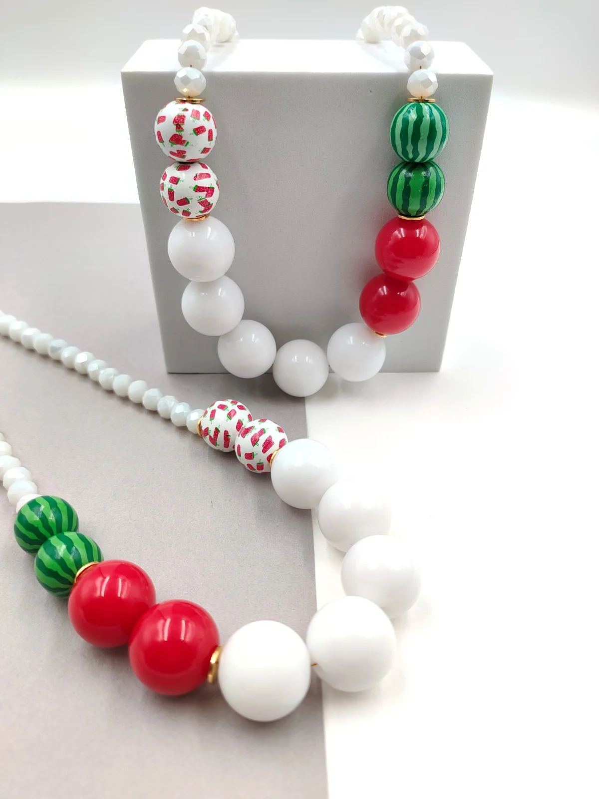 Necklace with Wooden, Glass and Acrylic Beads by Magis Handmade Jewels – view 2
