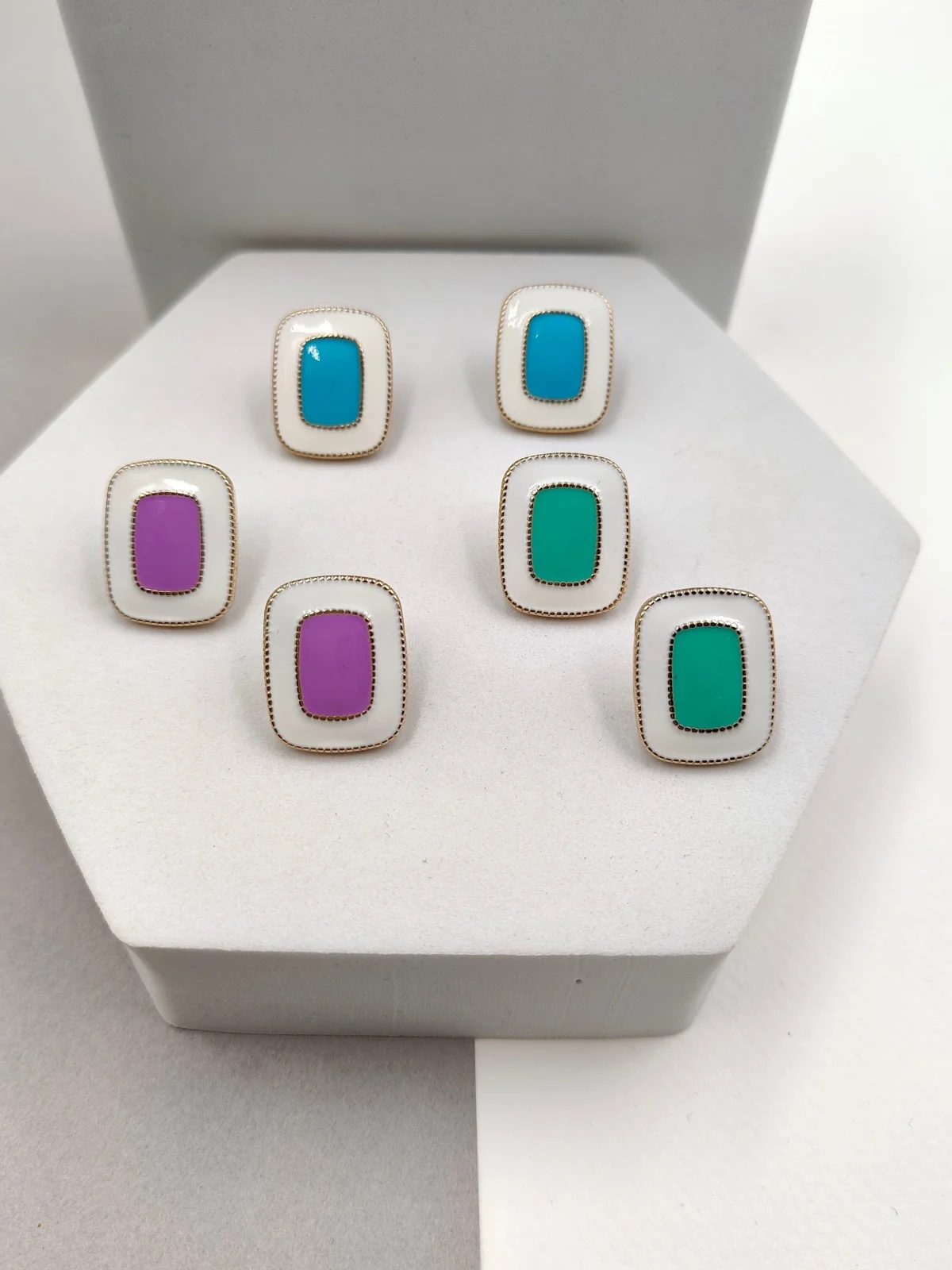 Stainless Steel Earrings with Enamel by Magis Handmade Jewels – view 3