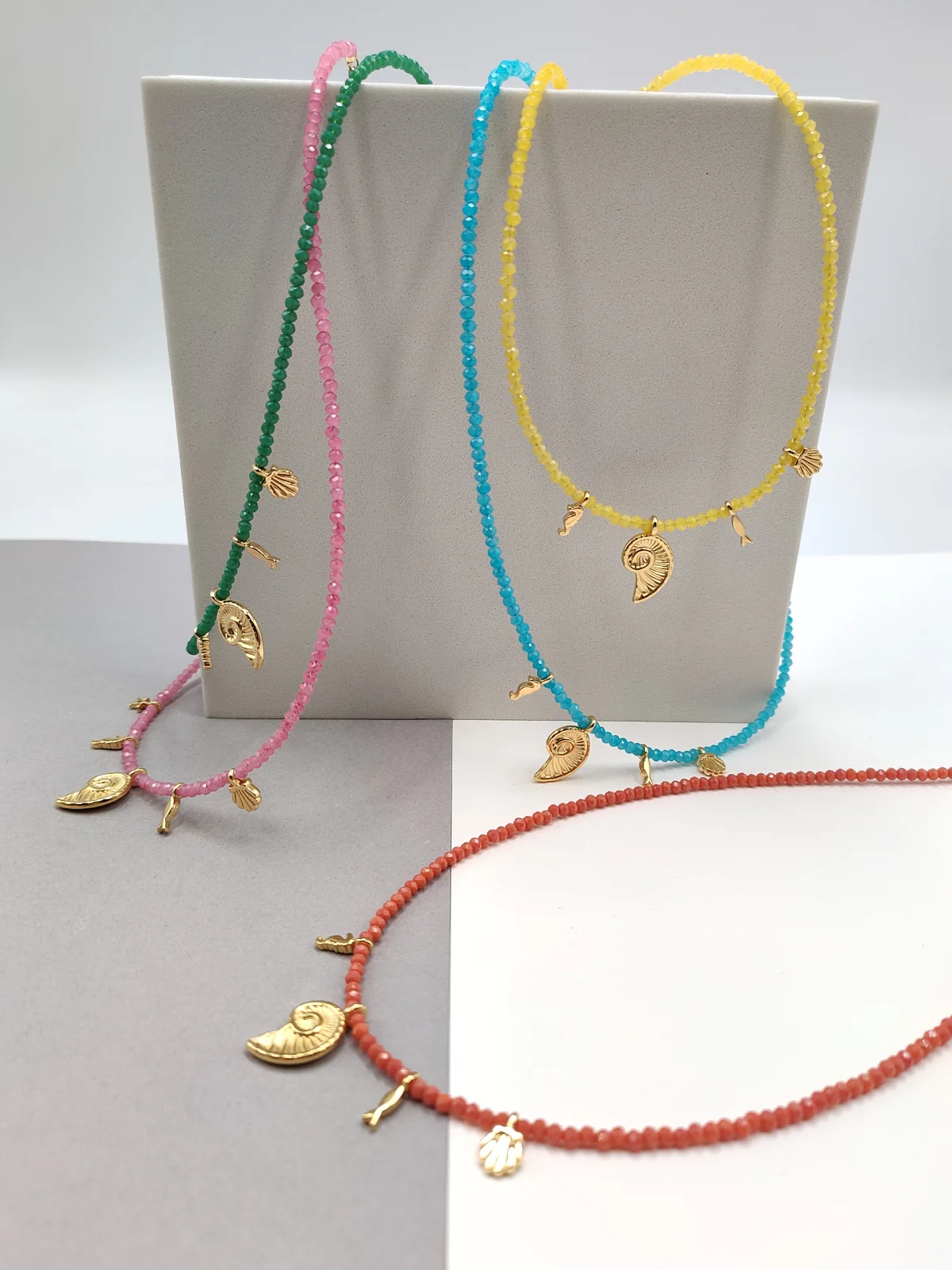 Necklace with Crystals and Gold-Plated Details by Magis Handmade Jewels – view 4