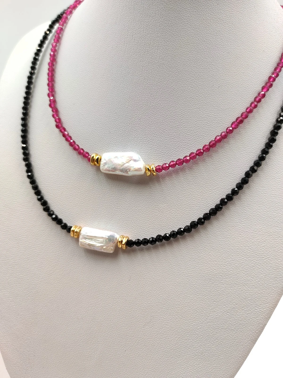 Necklace with Crystals and Baroque Pearl by Magis Handmade Jewels – view 3