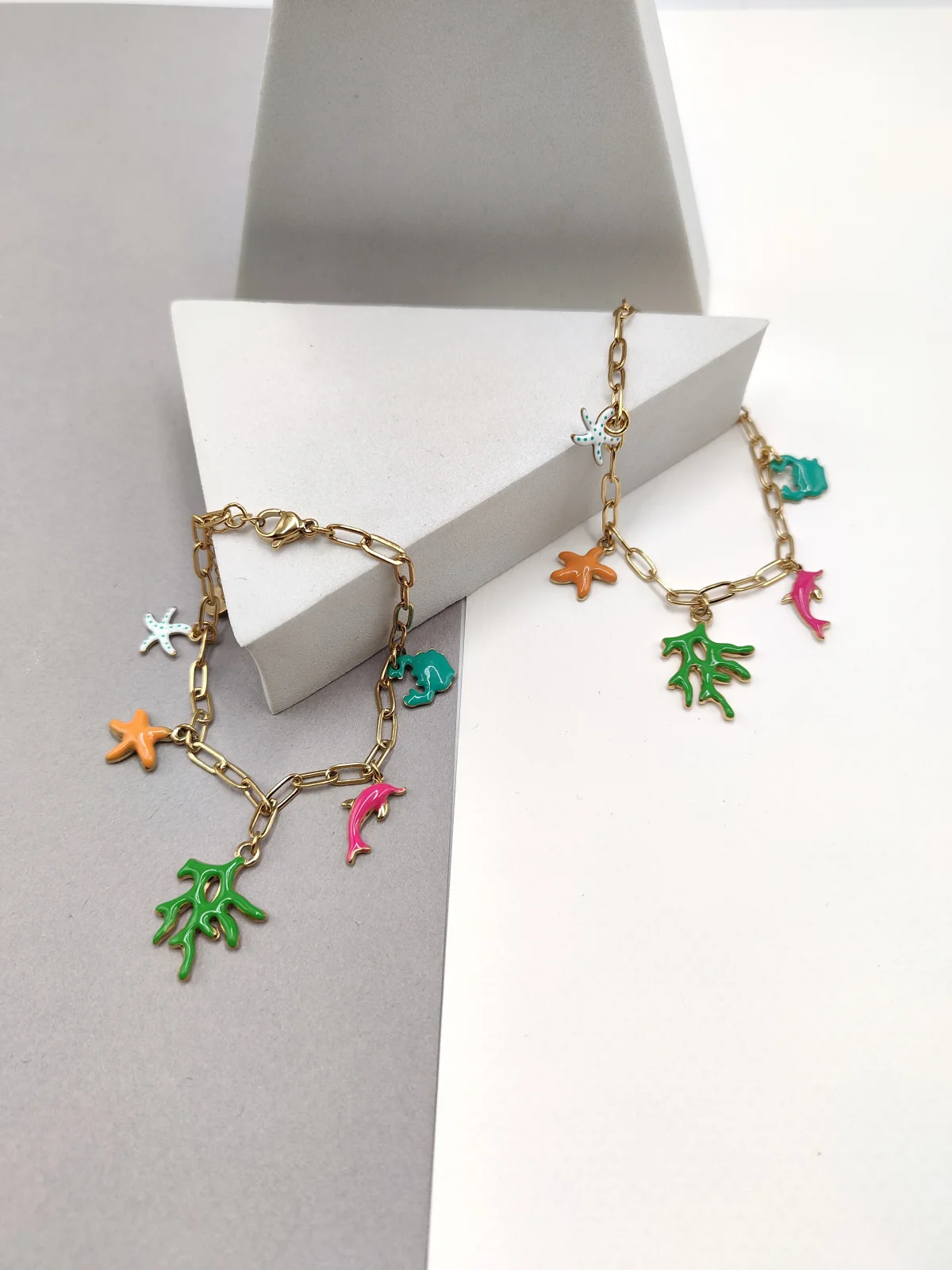 Stainless Steel Bracelet with Summer Details and Enamel by Magis Handmade Jewels – view 2