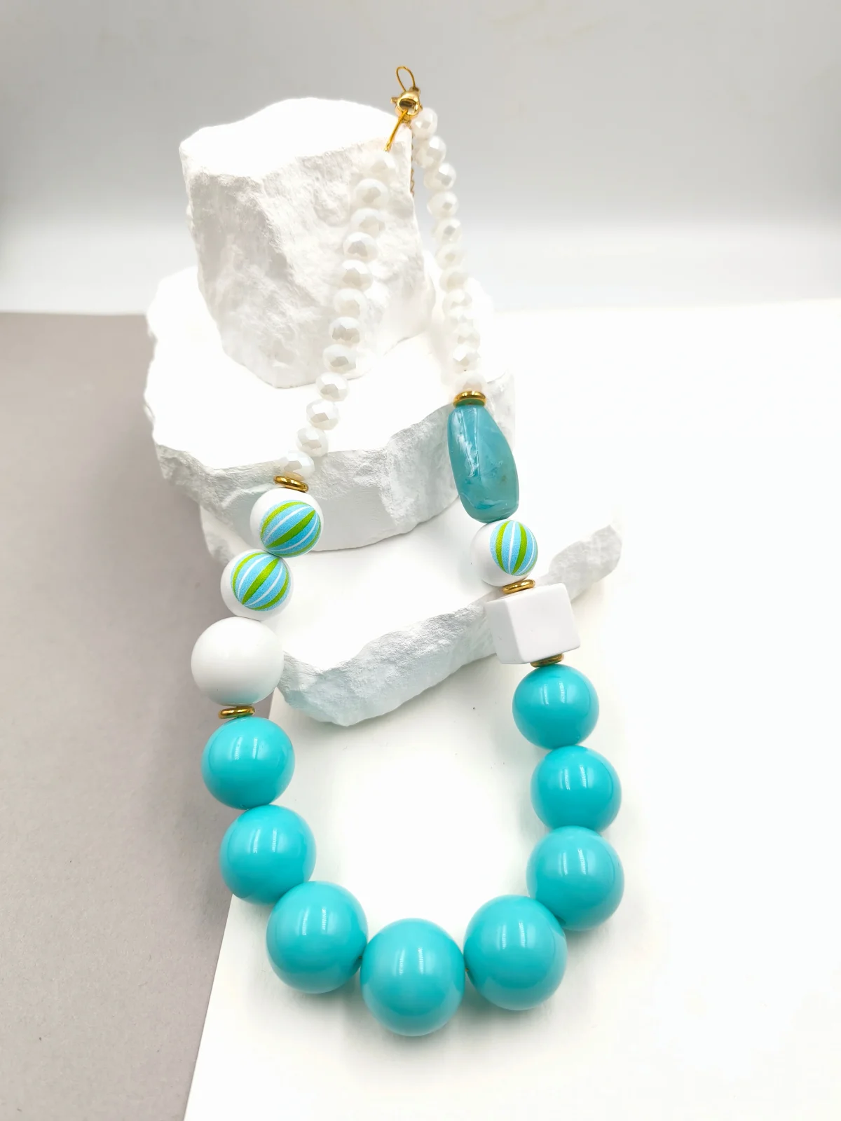 Necklace with Crystals, Wooden and Acrylic Beads by Magis Handmade Jewels – view 2