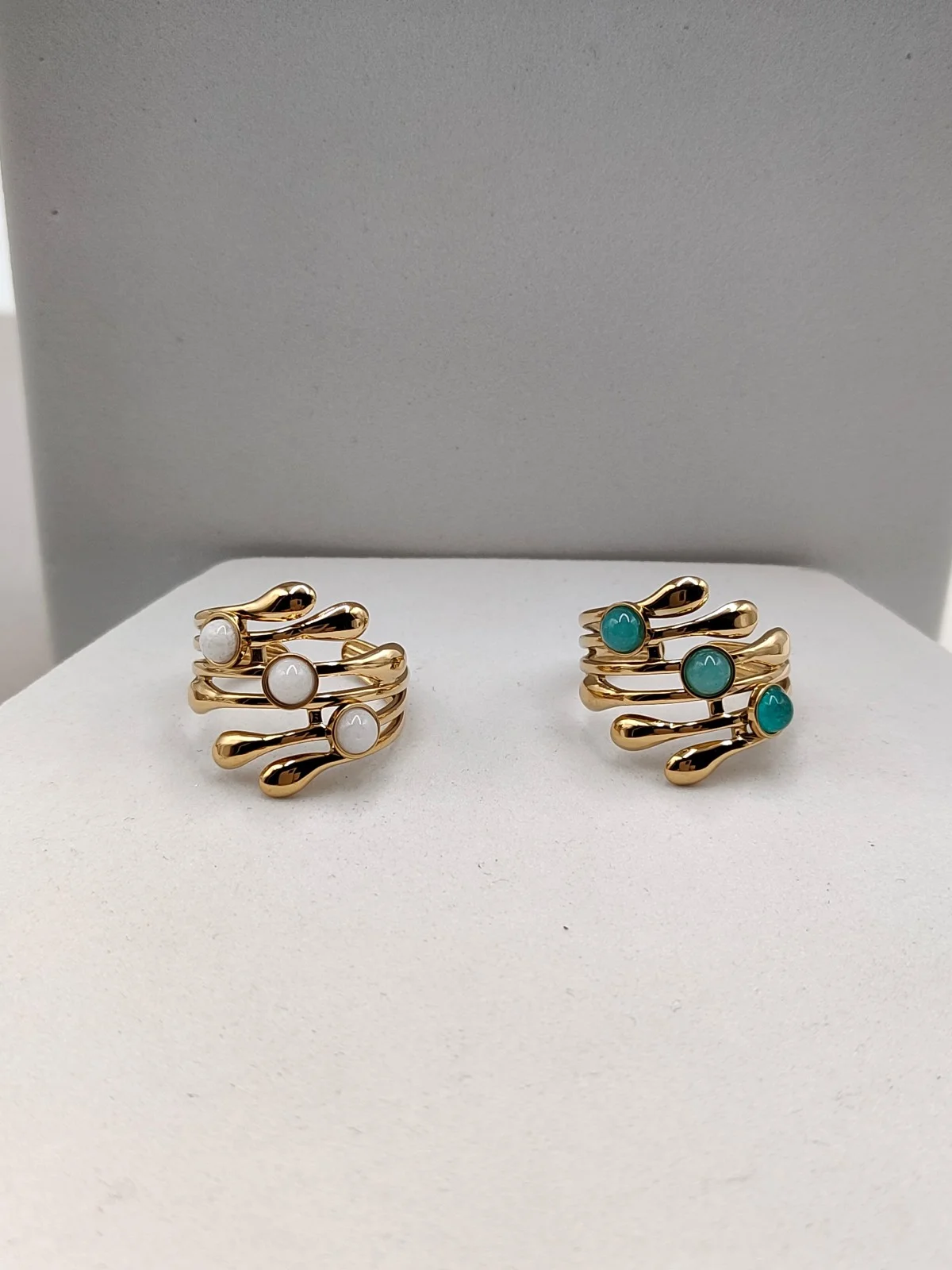 Stainless Steel Multi-Strand Ring with Nephrite Jade by Magis Handmade Jewels – view 3