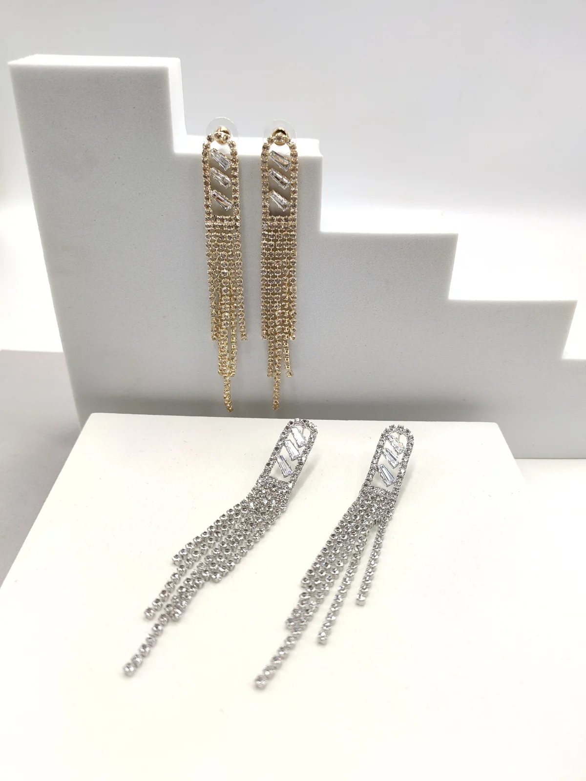 Stainless Steel Earrings with Rhinestones and Crystals by Magis Handmade Jewels – view 2