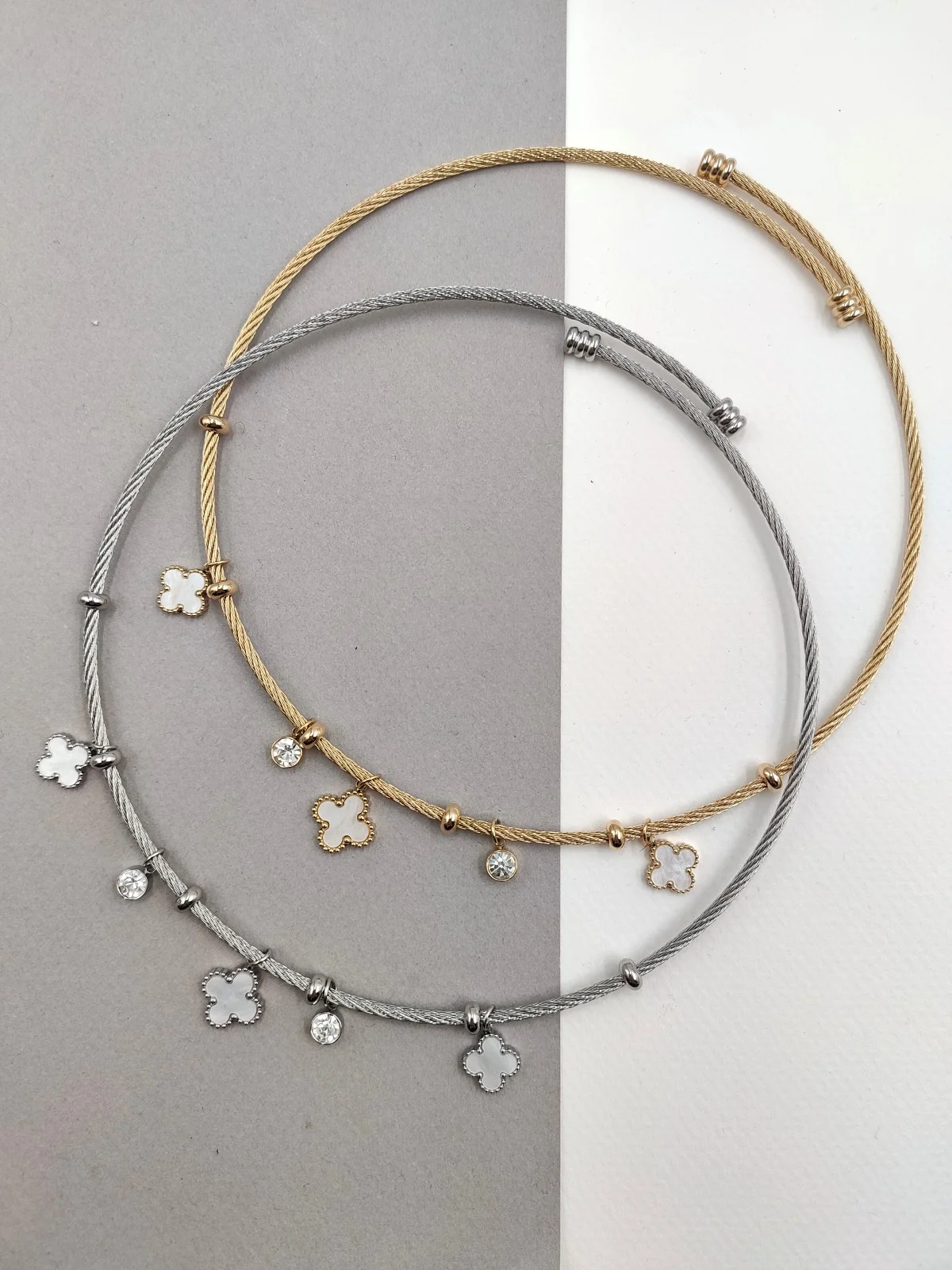 Stainless Steel Choker Necklace with Crosses and Crystals by Magis Handmade Jewels – view 4