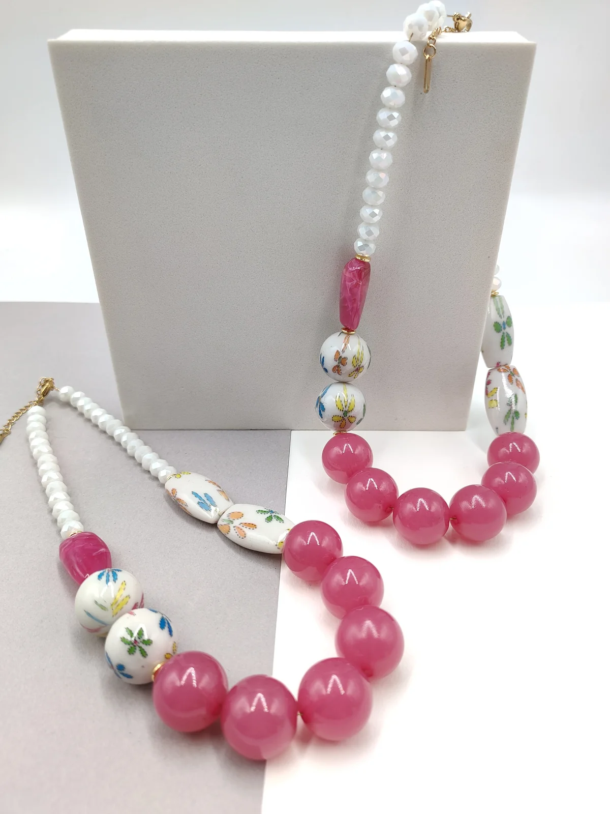 Necklace with Acrylic Beads and Crystals by Magis Handmade Jewels – view 3