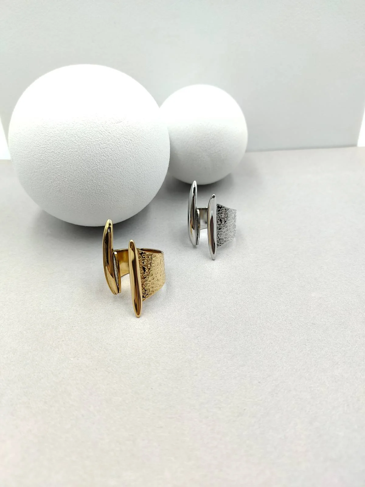Stainless Steel Embossed Ring with Opening by Magis Handmade Jewels – view 2