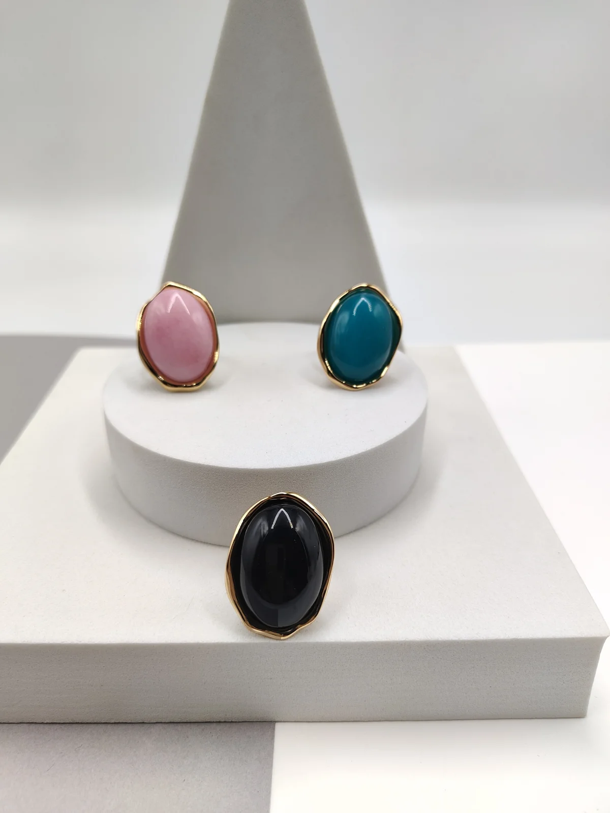 Stainless Steel Ring with Nephrite Jade Stone by Magis Handmade Jewels – view 2
