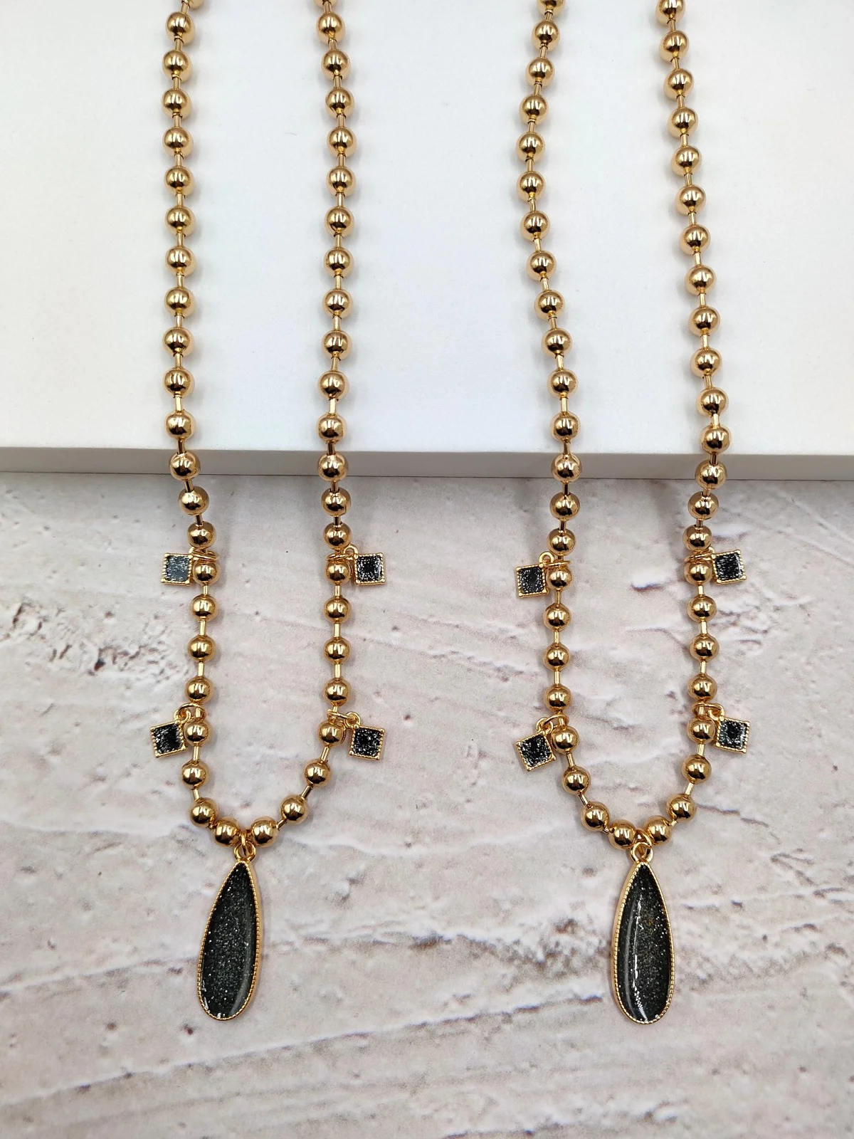 Stainless Steel Necklace with Beads and Gold-Plated Enamel Details by Magis Handmade Jewels – view 3