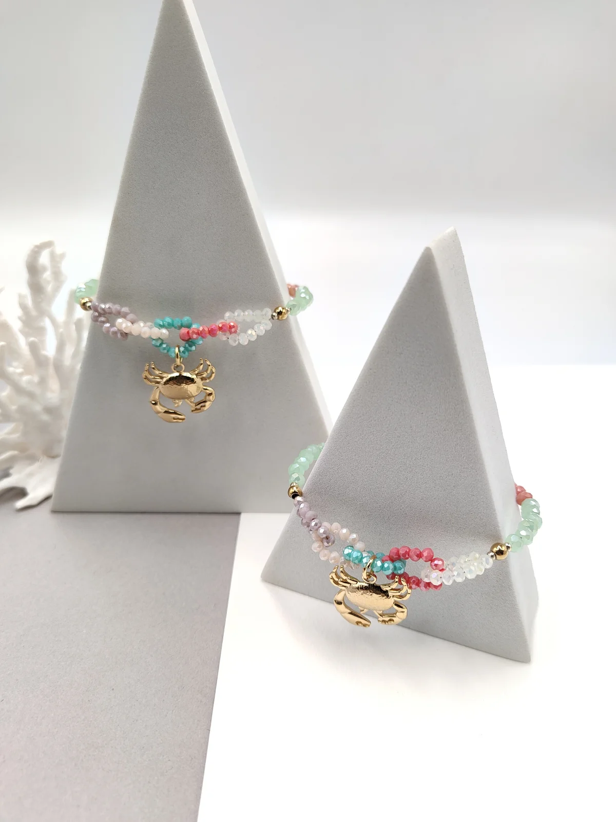 Stainless Steel Bracelet with Crystals and Crab by Magis Handmade Jewels – view 2