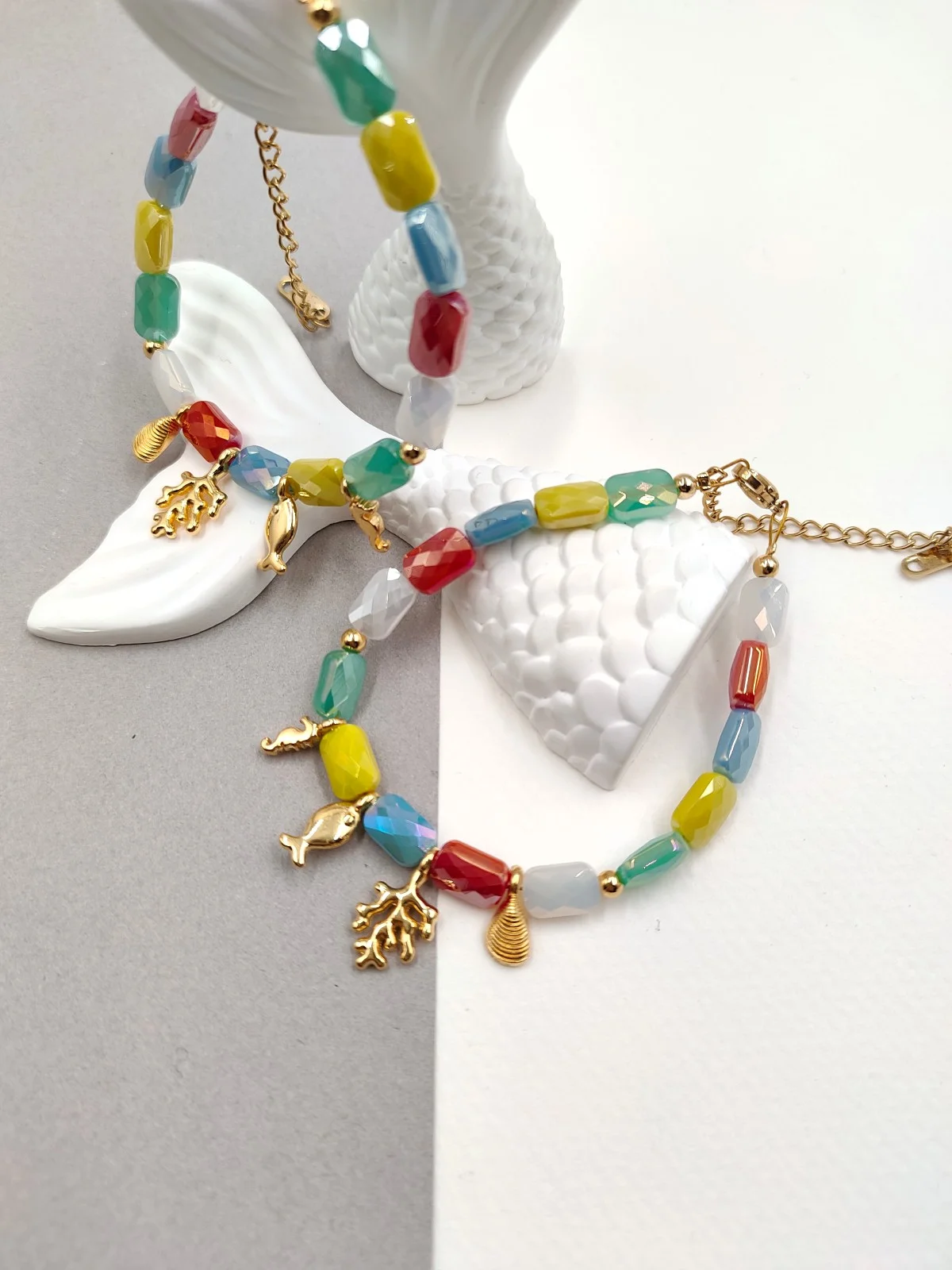 Bracelet with Faceted Crystals and Gold-Plated Details by Magis Handmade Jewels – view 4