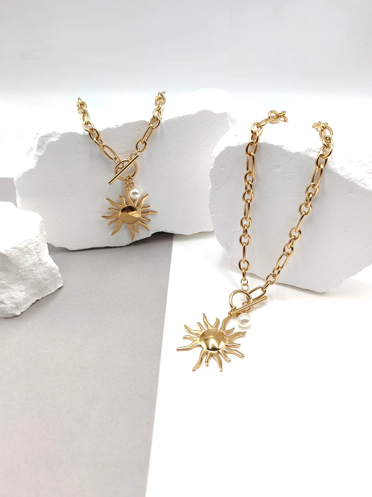 Stainless Steel Necklace with Sun Pendant by Magis Handmade Jewels – view 2