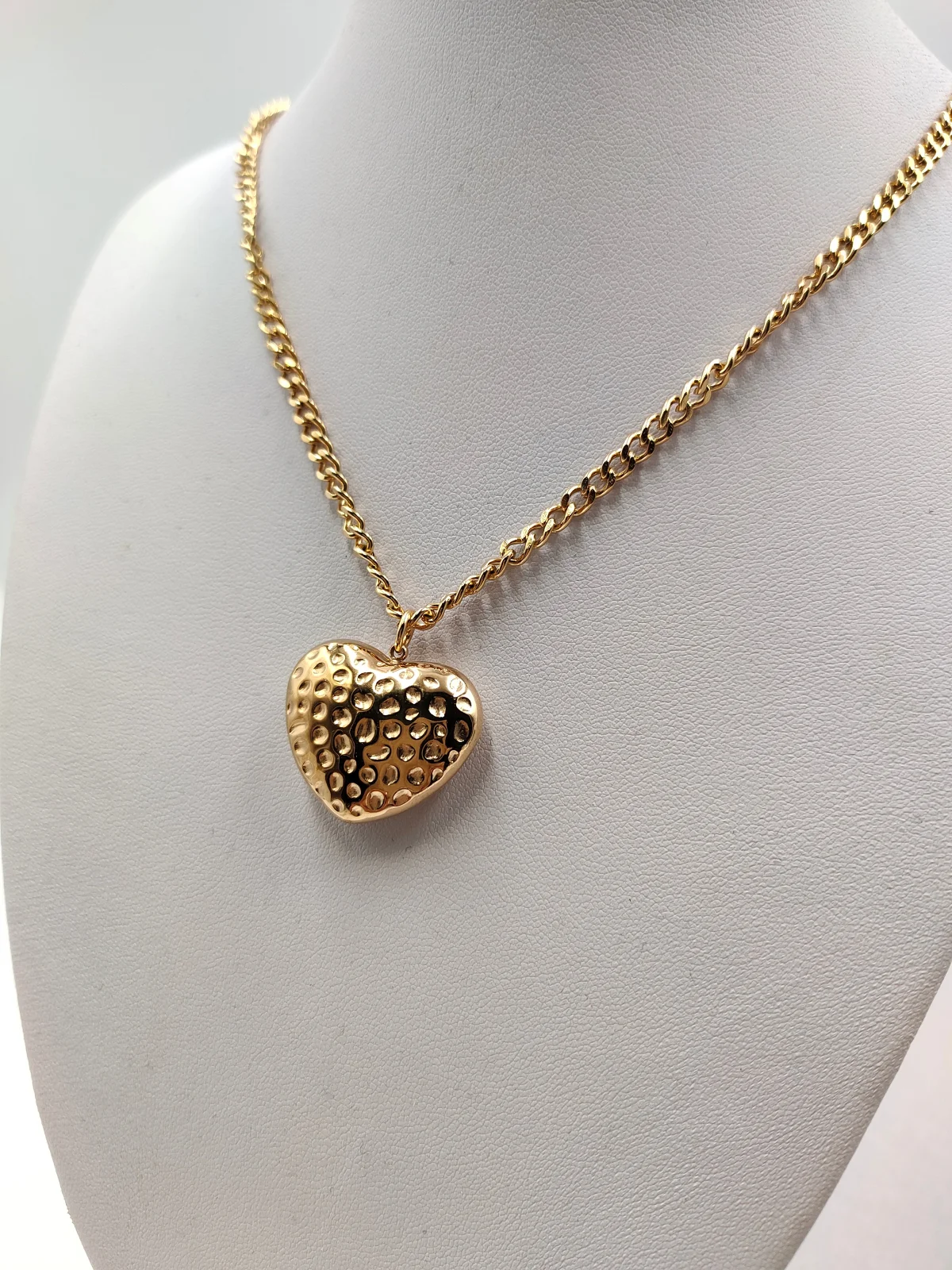 Stainless Steel Necklace with Embossed Heart by Magis Handmade Jewels – view 4