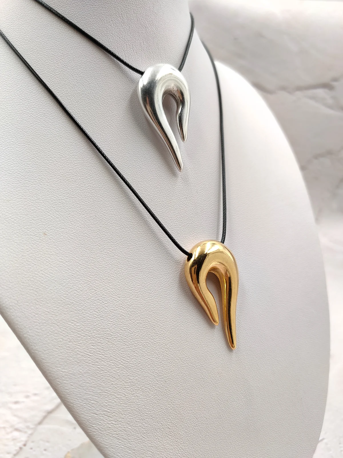 Long Necklace with Cord and Irregular Motif by Magis Handmade Jewels – view 5