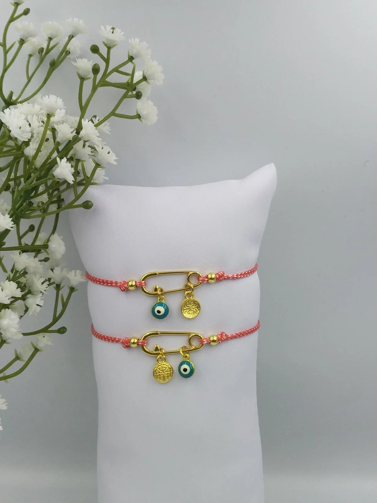 Traditional March Bracelet with Decorative Safety Pin by Magis Handmade Jewels – view 2