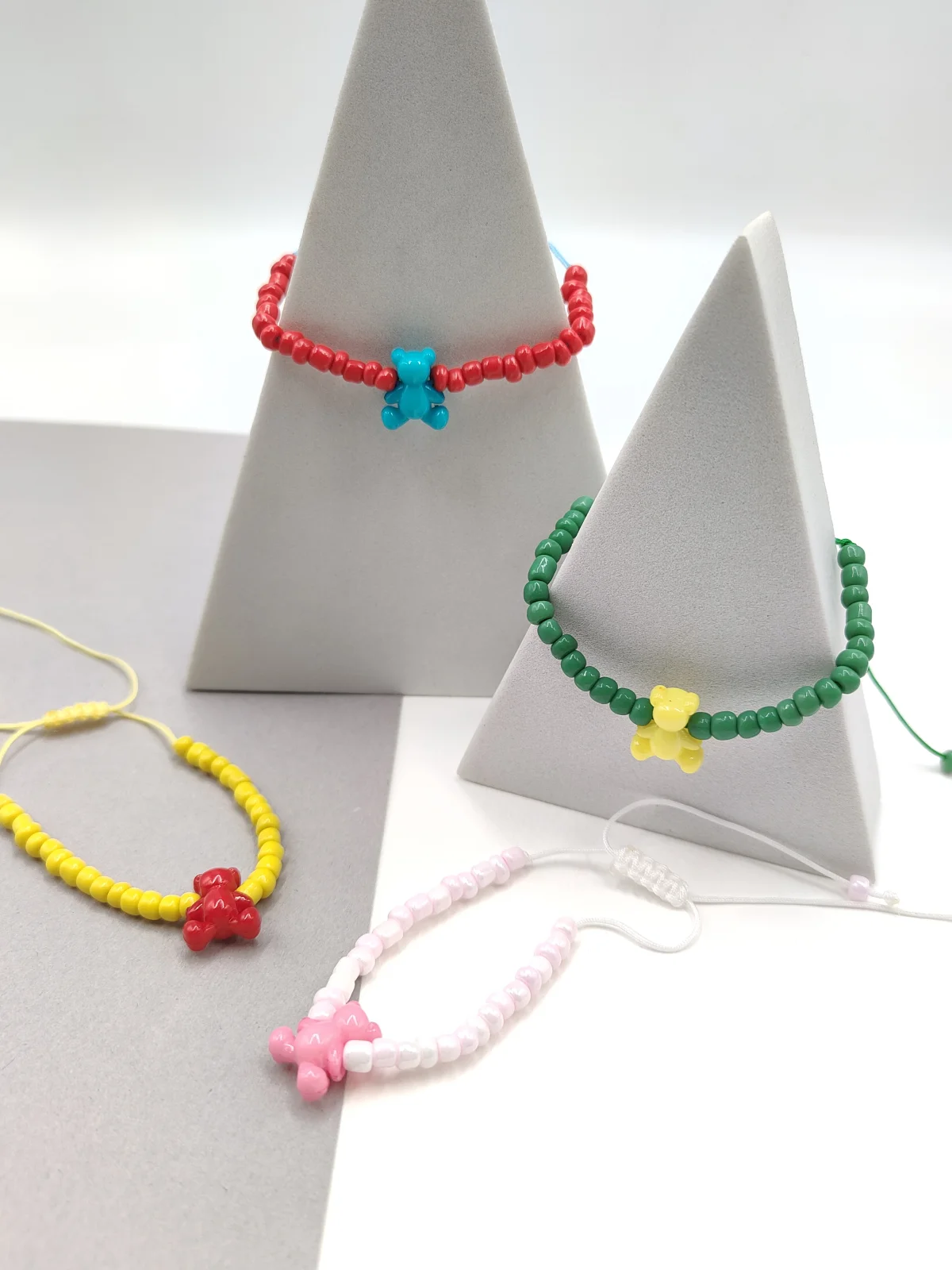 Bracelet with Glass Beads and Acrylic Teddy Bear by Magis Handmade Jewels – view 2