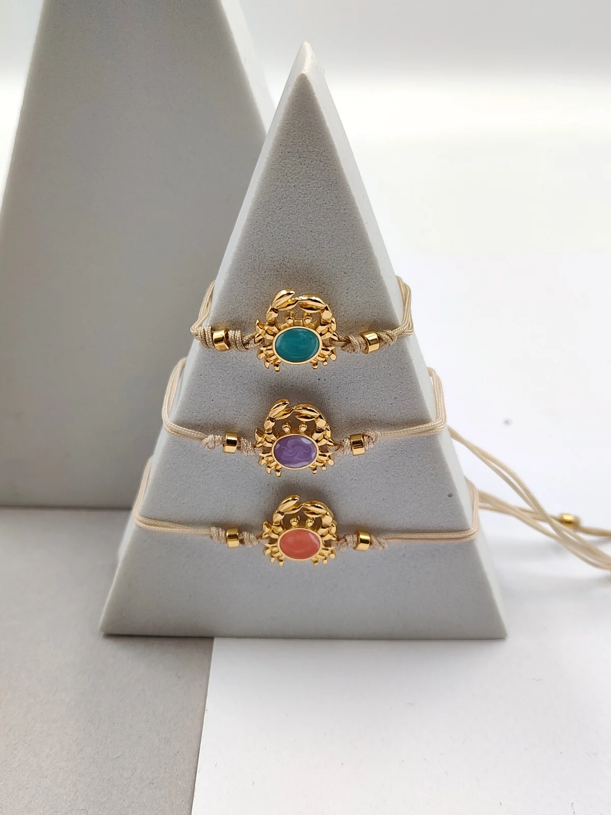 Bracelet with Cord and Gold-Plated Enamel Little Crab by Magis Handmade Jewels – view 3