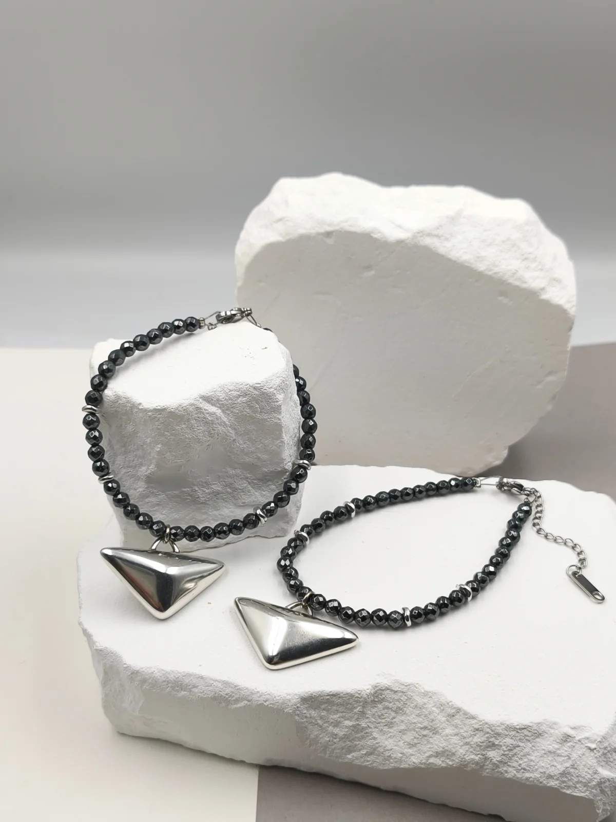 Bracelet with Hematite Beads and Silver-Plated Motif #723148