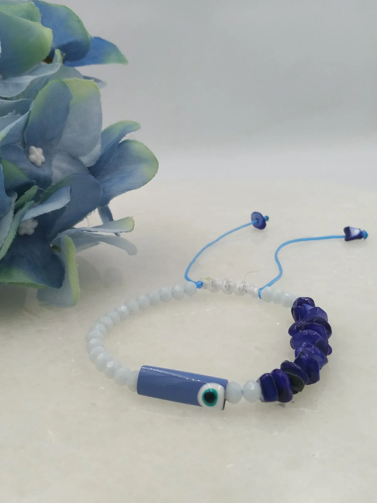 Bracelet with Beads and Enamel Evil-Eye Bar by Magis Handmade Jewels – view 5