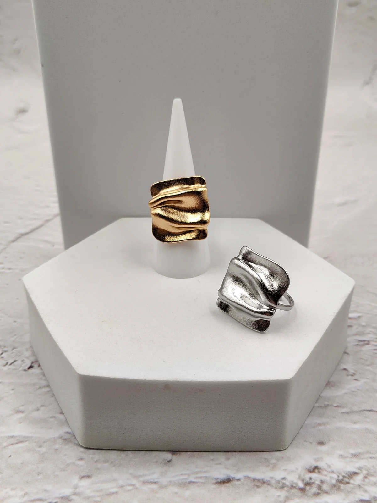 Stainless Steel Square Embossed Ring #552388