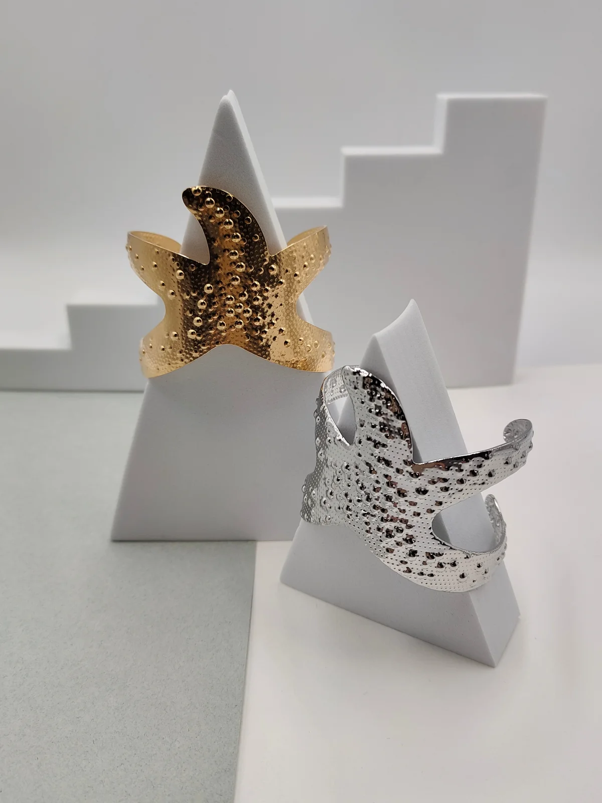 Stainless Steel Bracelet with Embossed Starfish by Magis Handmade Jewels – view 3