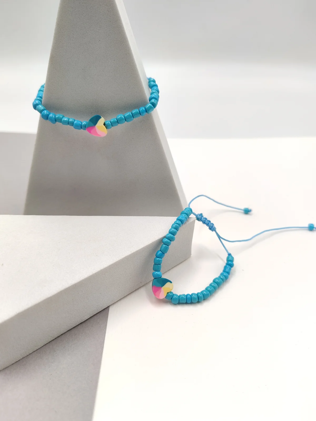 Bracelet with Glass Beads and Polymer Clay Heart #222807