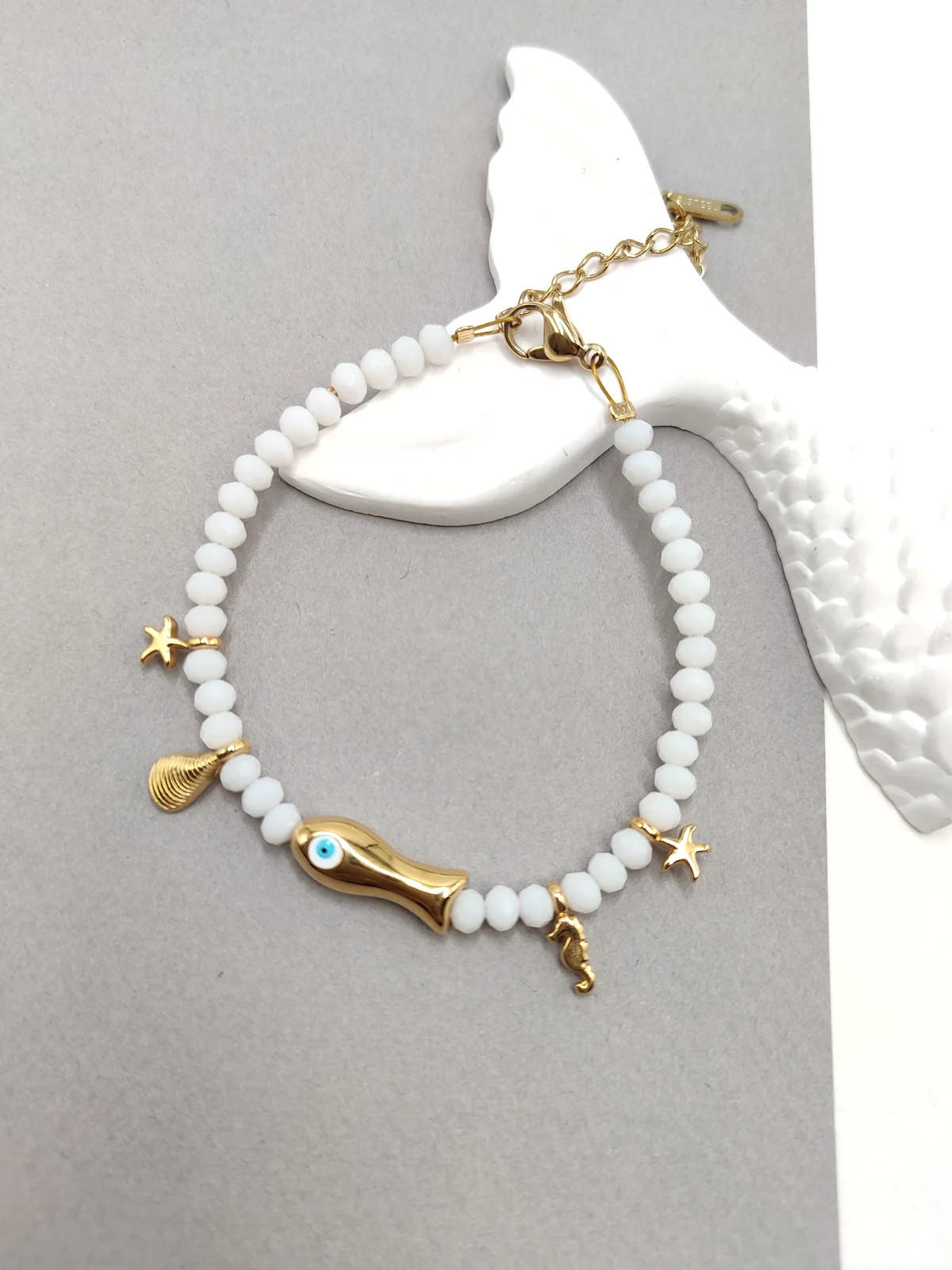 Bracelet with Faceted Crystal Beads and Gold-Plated Details by Magis Handmade Jewels – view 2