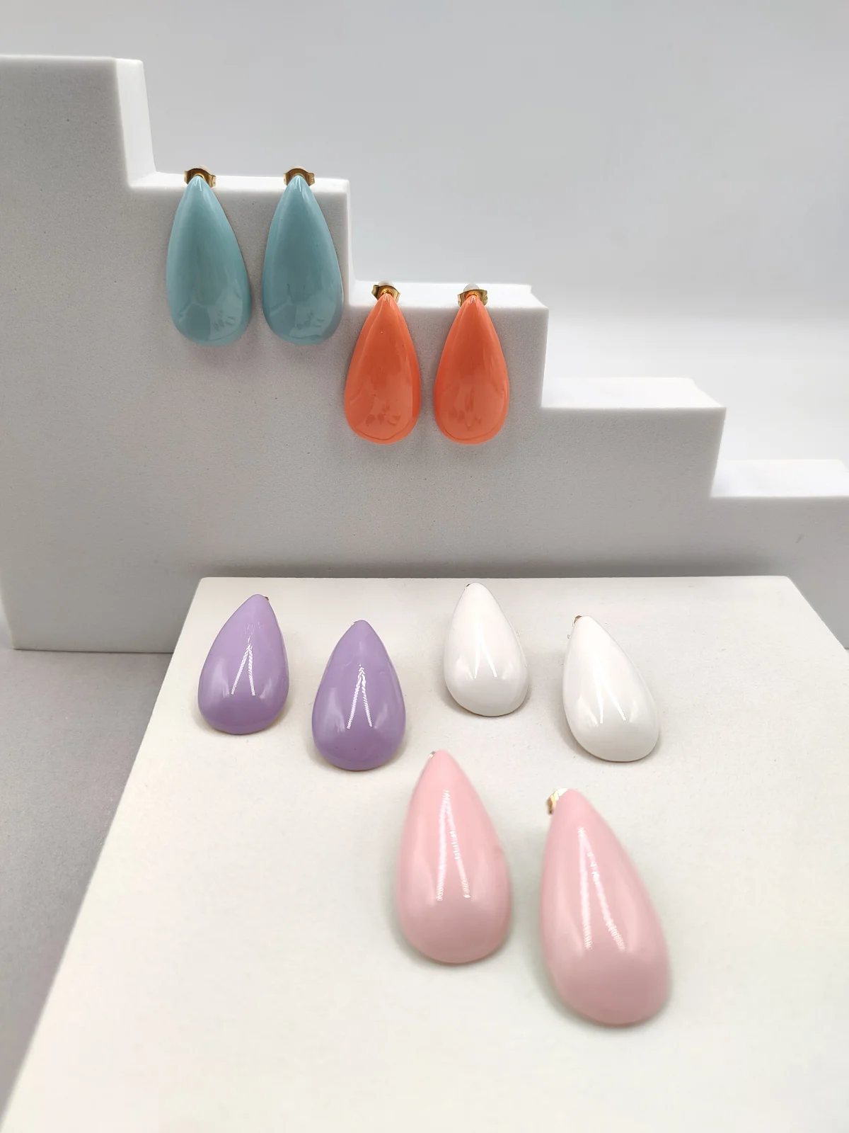Stainless Steel Drop Earrings with Enamel by Magis Handmade Jewels – view 2