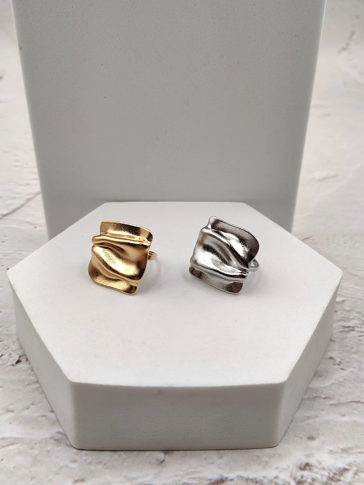 Stainless Steel Square Embossed Ring by Magis Handmade Jewels – view 4