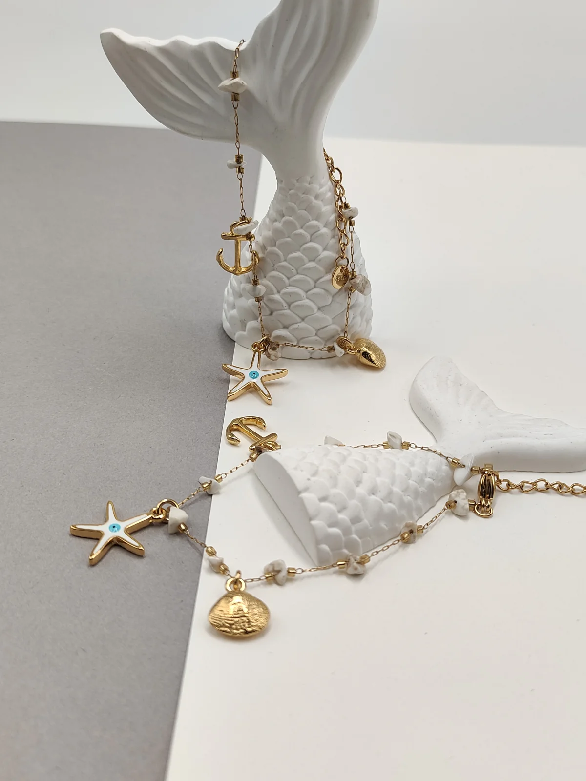 Stainless Steel Bracelet with Gold-Plated Details and Enamel by Magis Handmade Jewels – view 2