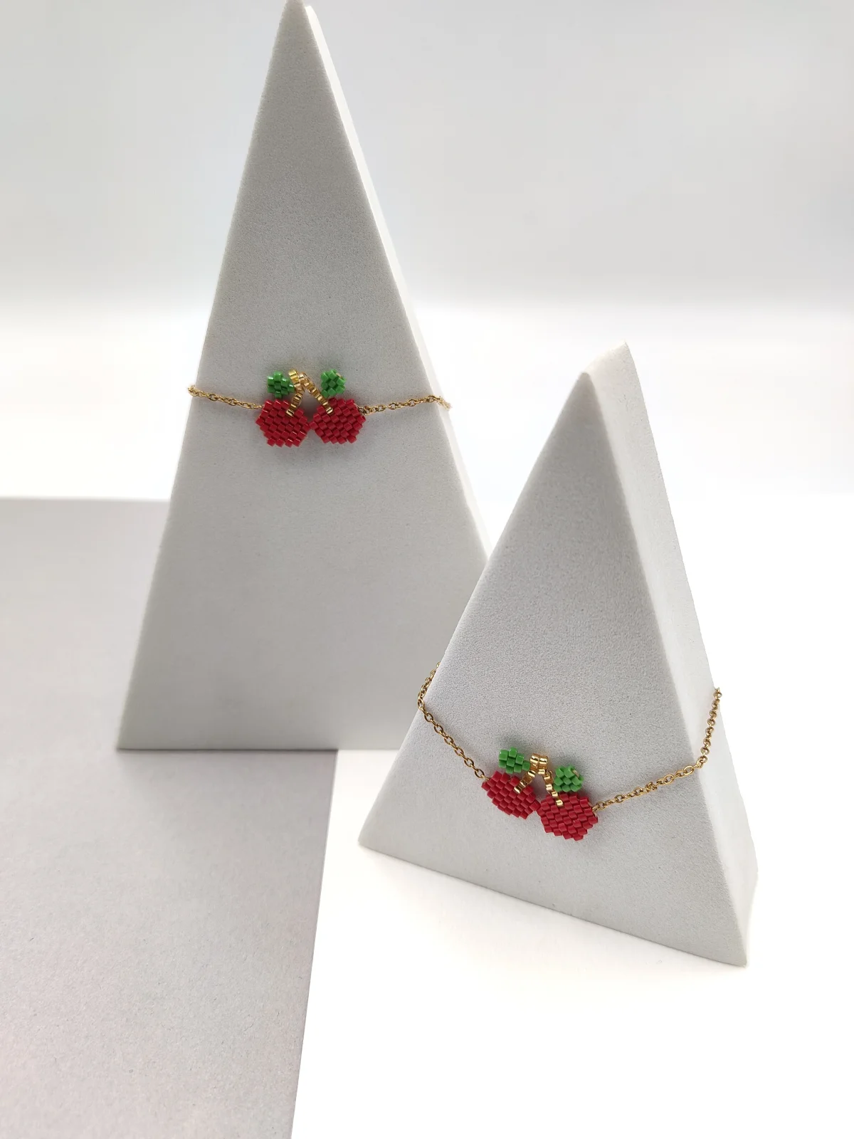 Stainless Steel Bracelet with Miyuki Beads and Cherry Design by Magis Handmade Jewels – view 2