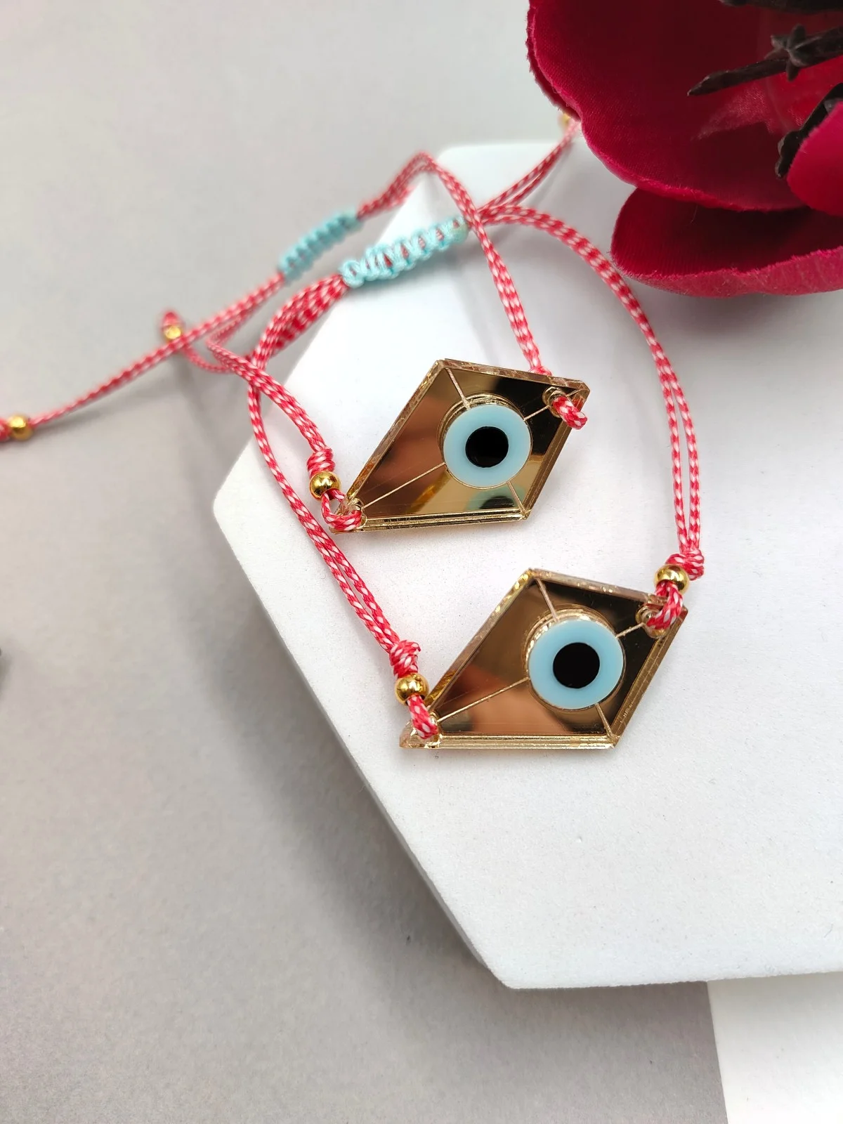 Traditional March Bracelet with Acrylic Kite and Evil Eye by Magis Handmade Jewels – view 2