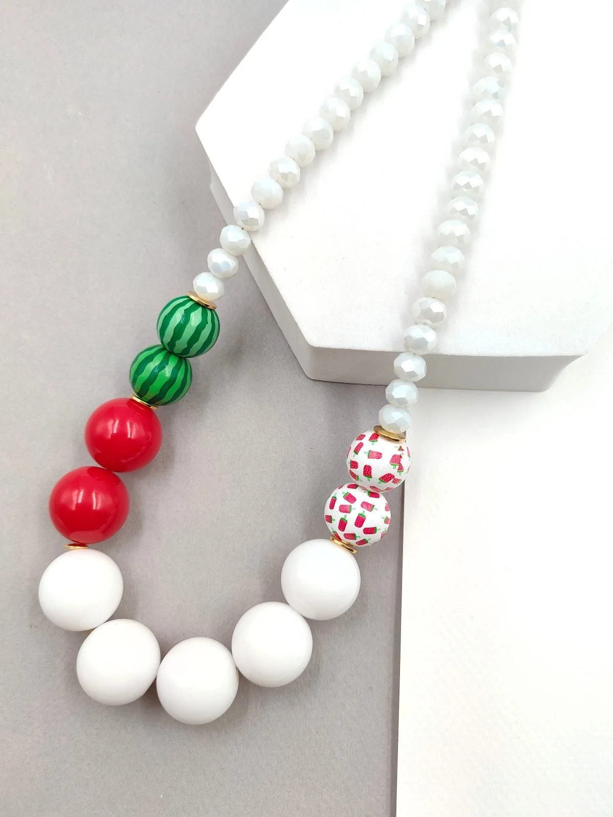 Necklace with Wooden, Glass and Acrylic Beads by Magis Handmade Jewels – view 3