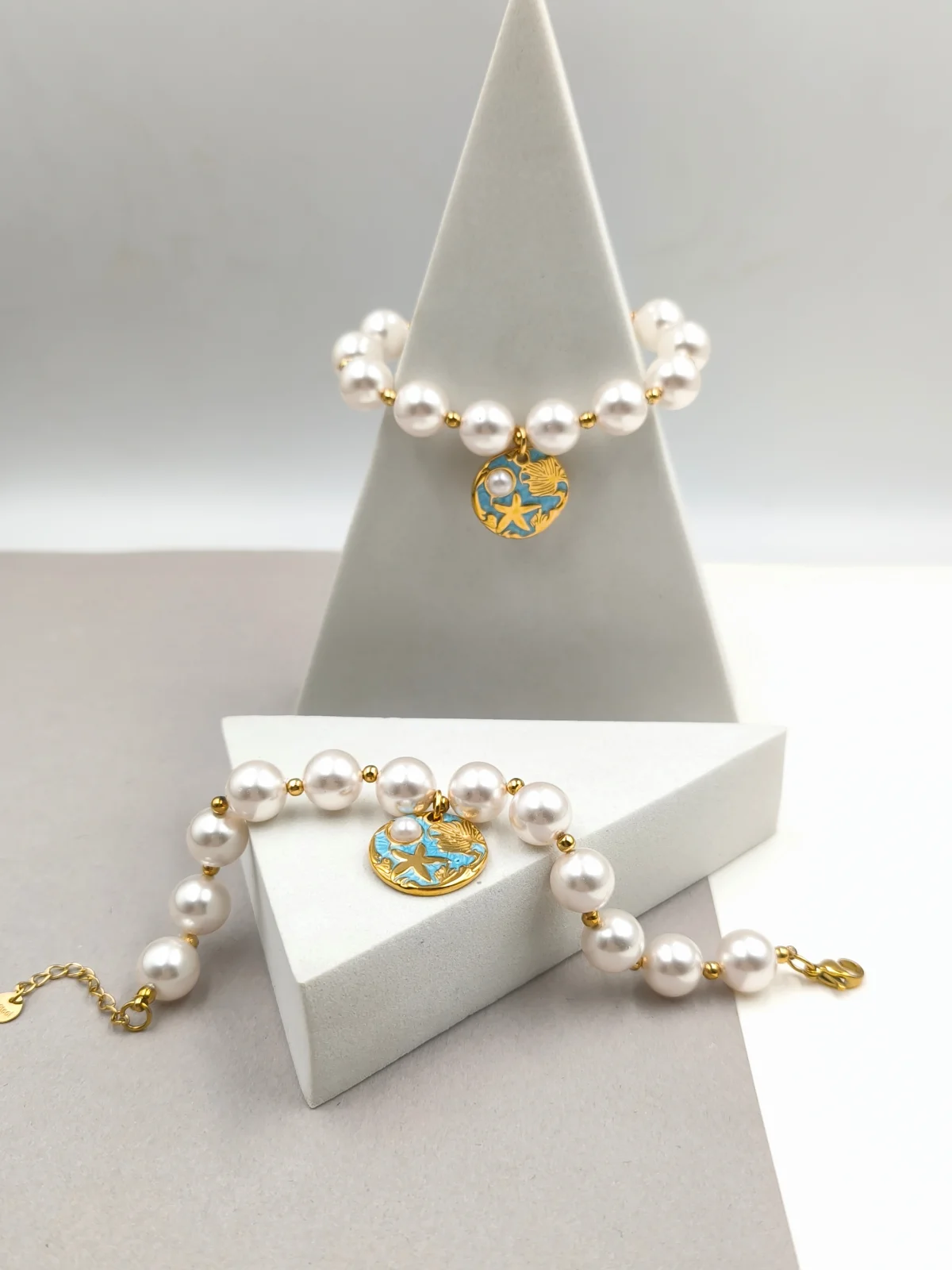 Stainless Steel Bracelet with Pearls and Enamel by Magis Handmade Jewels – view 2